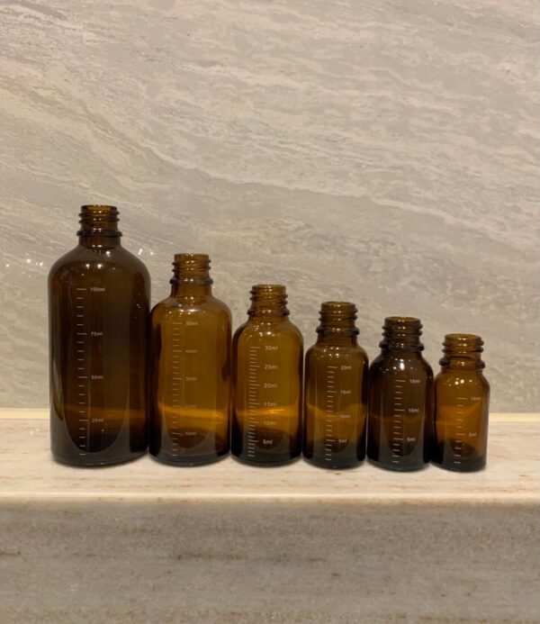 Amber Graduated Bottles with printed scale